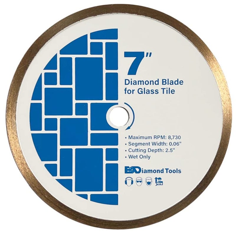 EDiamondTools 7" Diamond Saw Blades for Glass Mosaic, 5/8" Arbor - Image 1